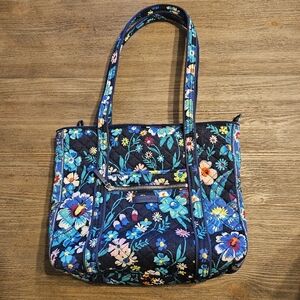 Vera Bradley Iconic Tote Moonlight Garden Shoulder Bag Floral Blue Tote Bag